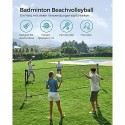 Rețea de badminton de 4 m, rețea de volei cu stâlpi reglabili în înălțime, rețea portabilă pentru tenis junior, volei de plajă, pickleball, pentru parcul de grădină în aer liber, negru SYQ400H