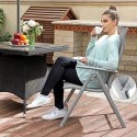 Scaun de grădină pliabil, scaun de exterior cu structură durabilă din aluminiu, spătar înclinabil în 8 unghiuri, max. Capacitate 150 kg, Gri GCB02GY