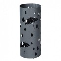 Suport pentru umbrele din metal, Suport pentru umbrelă cu tavă de apă și cârlige, 19,5 x 49 cm (Dia. x H), rotund, gri antracit mat LUC23AG