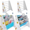 Kids’ Bookcase, Book Storage Shelf Organizer, cu kit anti-tip, pentru camera copiilor, sala de joacă, grădiniță, școală, 62,5 x 28 x 60 cm, design de economisire a spațiului, alb GKR72WT