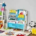 Kids’ Bookcase, Book Storage Shelf Organizer, cu kit anti-tip, pentru camera copiilor, sala de joacă, grădiniță, școală, 62,5 x 28 x 60 cm, design de economisire a spațiului, alb GKR72WT