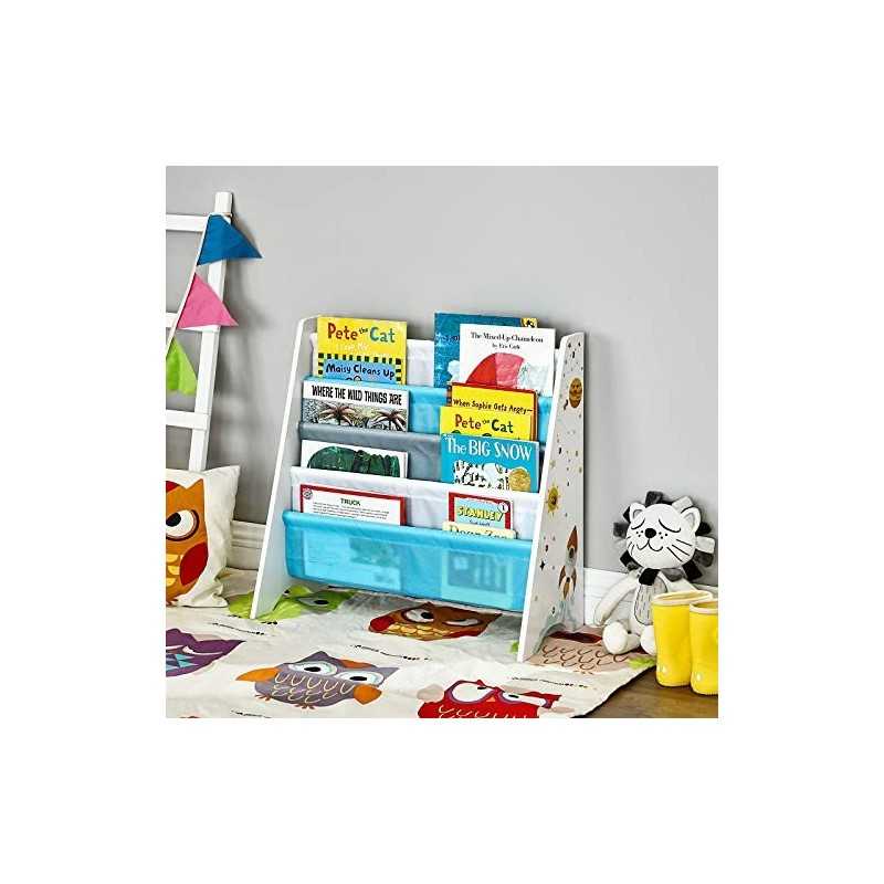 Kids’ Bookcase, Book Storage Shelf Organizer, cu kit anti-tip, pentru camera copiilor, sala de joacă, grădiniță, școală, 62,5 x 28 x 60 cm, design de economisire a spațiului, alb GKR72WT