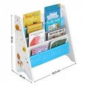 Kids’ Bookcase, Book Storage Shelf Organizer, cu kit anti-tip, pentru camera copiilor, sala de joacă, grădiniță, școală, 62,5 x 28 x 60 cm, design de economisire a spațiului, alb GKR72WT