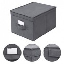 Set de 3 cutii de depozitare pliable cu capace, cuburi de țesut cu suporturi de etichete, organisator de cutii de depozitare, 40 x 30 x 25 cm, gri RFB03G