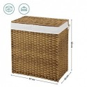 Coș de rufe țesut manual, coș de haine împărțit din rattan sintetic de 110 l cu capac și mânere, geantă pliabilă, detașabilă, natural LCB52NL