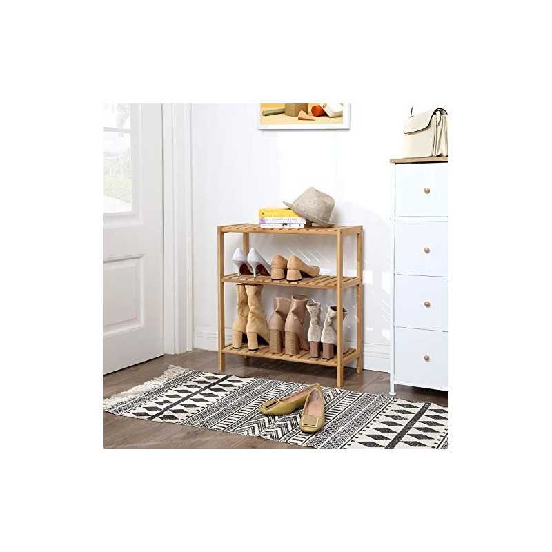 BCB33Y Raft din Bambus pentru Baie/Bucatarie/Raft pentru Pantofi, 60 x 26 x 66 cm Ideal pentru baie, living, hol, bucatarie sau balcon.