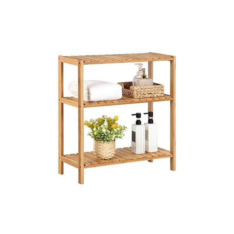 BCB33Y Raft din Bambus pentru Baie/Bucatarie/Raft pentru Pantofi, 60 x 26 x 66 cm Ideal pentru baie, living, hol, bucatarie sau balcon.