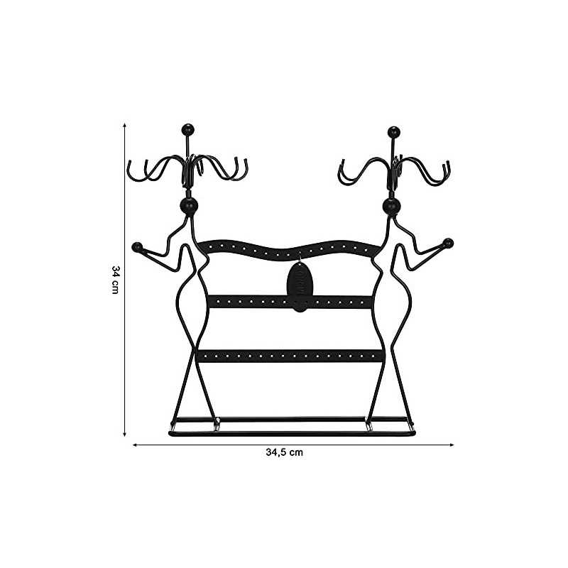 Organizator de bijuterii, deținător de bijuterii, pentru colier, cercei, inele, raft de accesorii, stand de bijuterii, negru JDS78B