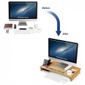 Suport pentru monitor din bambus, organizator de birou pentru laptop, telefon mobil, televizor, imprimantă LLD201, natural, 60 x 30,2 x 8,5 cm