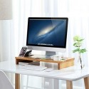 Suport pentru monitor din bambus, organizator de birou pentru laptop, telefon mobil, televizor, imprimantă LLD201, natural, 60 x 30,2 x 8,5 cm