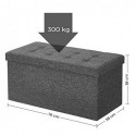 Stocare de 80L Ottoman, bancă de pantofi pliabilă, cu capac de răsturnare, capacitate de încărcare 300 kg, 76 x 38 x 38 cm, gri închis LSF46GYZ