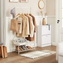 Vintage Clothes Stand and Rack with Garment Rail and 2 metal shelves 92 x 41 x 173 cm (W x D x H) Cream HSR07W