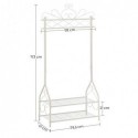 Vintage Clothes Stand and Rack with Garment Rail and 2 metal shelves 92 x 41 x 173 cm (W x D x H) Cream HSR07W