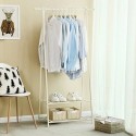 Rack de haine, raft de haine, raft de haine cu raft de depozitare cu două niveluri pentru pantofi și coșuri, cadru metalic, economisitor de spațiu, ideal pentru dormitor, intrare, birou și altele, HSR05W alb