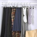 Cârliguri de pantaloni metalice, pachet de 20, cârliguri de fustă antiglip cu clipuri pentru pantaloni Șosete, lungime 31 cm, grele, cromate, argintiu și negru CRI003-20