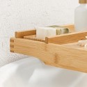 BCB88Y Raft de baie extensibil din bambus cu băutură, suport pentru cărți, suport pentru săpun 75-109 x 4,5 x 23 cm (L x A x A), natural, (75-109) x4,5x23cm