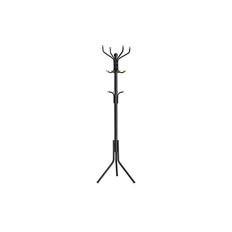 Rack de haine metalice, suport de haine, bagă de pălărie, 182 cm înalt Hall Tree, negru RCR19B