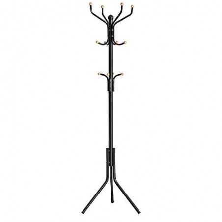 Rack de haine metalice, suport de haine, bagă de pălărie, 182 cm înalt Hall Tree, negru RCR19B