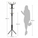 Rack de haine metalice, suport de haine, bagă de pălărie, 182 cm înalt Hall Tree, negru RCR19B