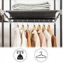 RYG12B Garderoba pliabilă, dulap de țesături, raft de haine pliabil cu 2 șine de îmbrăcăminte, 175 x 150 x 45 cm, negru, pânză