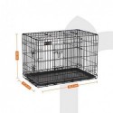 Cușcă pentru câini, ladă pentru câini cu 2 uși, 92,5 x 57,5 ​​x 64 cm, negru PPD36BK