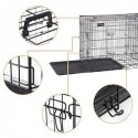 Cușcă pentru câini, ladă pentru câini cu 2 uși, 122 x 74,5 x 80,5 cm, negru PPD48BK