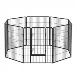 Tarc pentru animale de companie cu 8 panouri, adăpost pentru câini, 77 x 100 cm, negru PPK81H