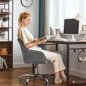 Scaun pivotant de birou cu husă din catifea, căptușeală din spumă, reglabil pe înălțime, pentru studiu, bar, gri deschis OBG012G01