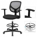 Scaun de birou Scaun de lucru ergonomic cu cotiere Înălțimea scaunului 55-75 cm Scaun de lucru cu inel reglabil pentru picioare Capacitate de încărcare 120 kg Negru OBN25BK