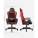 RCG011B01 Scaun de gaming, Scaun de calculator, Scaun de birou, Tetiera detașabilă, Pernă lombară, Reglabil pe înălțime, Funcție basculant, Sarcină maximă 150 kg, Ergonomic, Negru/Roșu