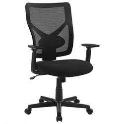 Scaun de birou din plasă cu spatar mijlociu, scaun ergonomic pivotant cu mecanism de înclinare, căptușit cu arc interior, suport lombar reglabil, cotiere, capacitate de încărcare de 120 kg, negru OBN36BK