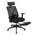 OBN61BKV1 Scaun de birou ergonomic cu suport pentru picioare, scaun de birou cu suport lombar, tetiera si cotiera reglabile, reglare inaltime si functie basculanta, sarcina maxima 150 kg, negru