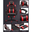 Scaun de jocuri de curse, scaun de birou reglabil cu sprijin pentru picioare, design ergonomic, mecanism de înclinare, sprijin pentru cap, suport lombar, capacitate de greutate de 150 kg, negru și roșu OBG73BRV1