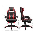 Scaun de jocuri de curse, scaun de birou reglabil cu sprijin pentru picioare, design ergonomic, mecanism de înclinare, sprijin pentru cap, suport lombar, capacitate de greutate de 150 kg, negru și roșu OBG73BRV1