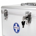 Prim ajutor caz Medicină de stocare cutie de pastile Medicină medicament cu mâner de transport Carry banda de aluminiu bare ABS argintiu JBC362S