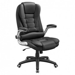 OBG51B Scaun de birou de curse, scaun de jocuri, scaun executiv rotativ, poliuretan (PU), negru