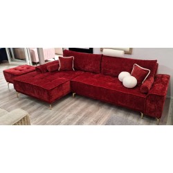 coltar modern, extensibil cu lada, Baron, rosu, dimensiuni si culori la comanda,canapea coltar sufragerie
