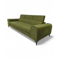 Canapea moderna extensibila pentru living Clement, cu tetiere reglabile si picioare metalice, verde
