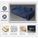 Canapea cu design modern pentru living, extensibila cu lada, suprafata de dormit mare -LUNA, stofa albastra