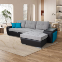 MARA - Coltar extensibil pentru living cu 2 tabureti inclusi in bratul lateral,colt stanga, gri