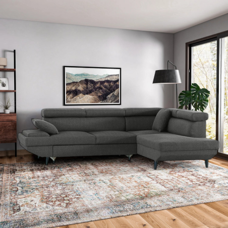Coltar living extensibil LISA, cu tetiere relglabile si lada de depozitare
