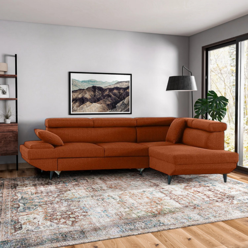 Coltar living extensibil LISA, cu tetiere relglabile si lada de depozitare