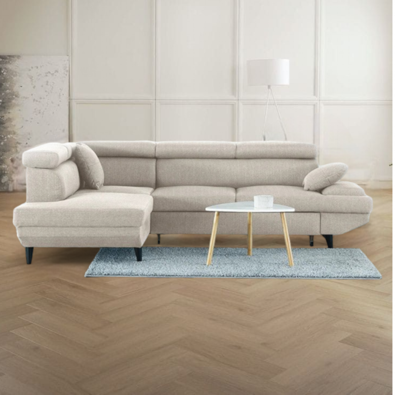 Coltar living extensibil LISA, cu tetiere relglabile si lada de depozitare