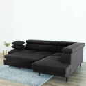 Coltar living extensibil LISA, cu tetiere relglabile si lada de depozitare