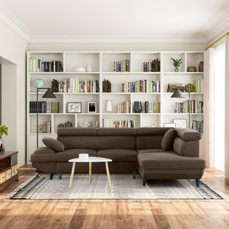 Coltar living extensibil LISA, cu tetiere relglabile si lada de depozitare