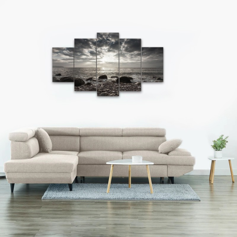 Coltar living extensibil LISA, cu tetiere relglabile si lada de depozitare