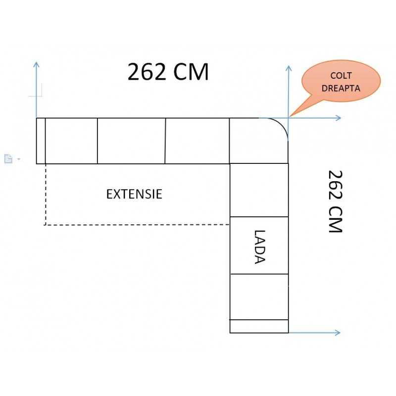 coltar clasic KABIR, extensibil cu lada, la comanda pe culori si dimensiuni personalizate