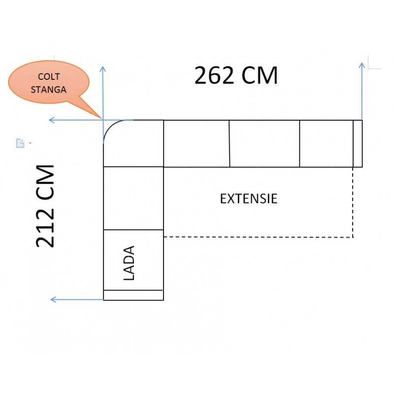 coltar clasic KABIR, extensibil cu lada, la comanda pe culori si dimensiuni personalizate