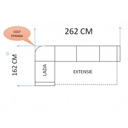 coltar clasic KABIR, extensibil cu lada, la comanda pe culori si dimensiuni personalizate