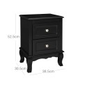Set 2 Noptiere Baroc cu sertare, picioare din lemn masiv de pin, depozitare spațioasă, alb cu negru